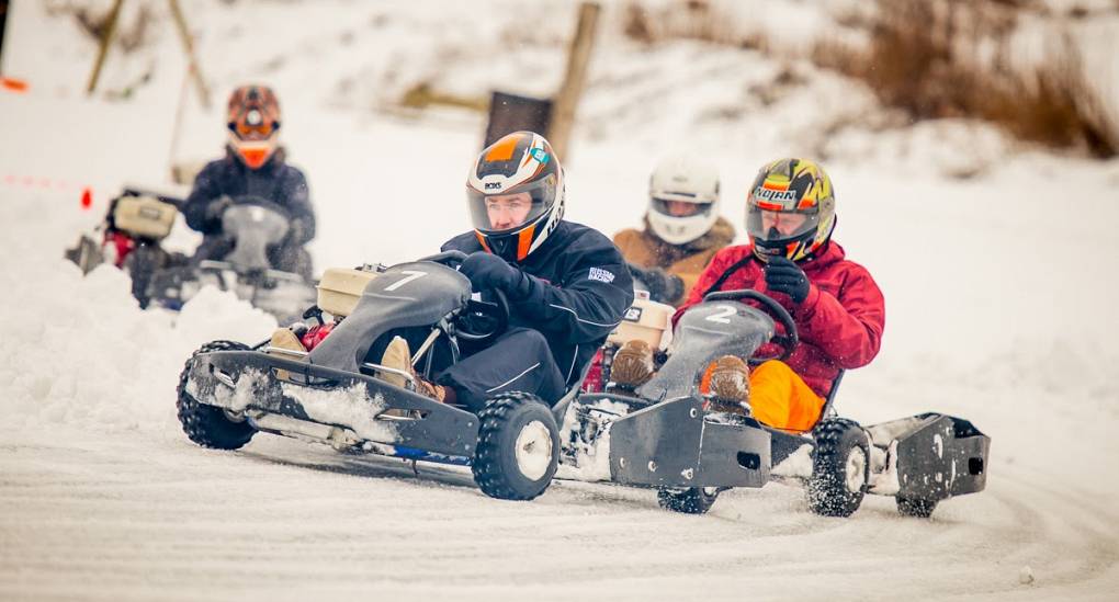 Stag group racing special karts on the ice