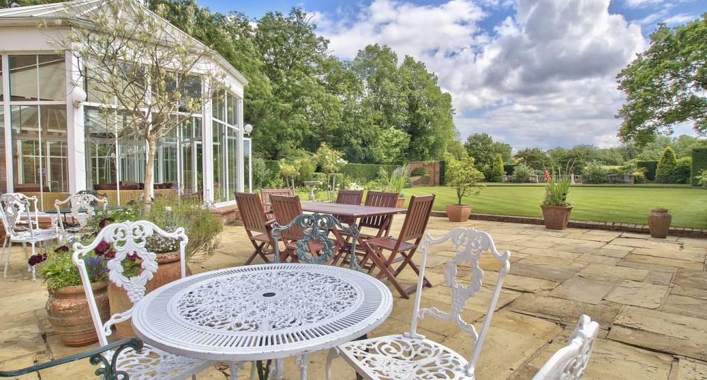 Table and chairs in the garden