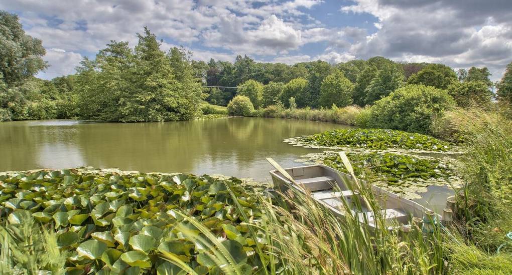 Private lake with boat