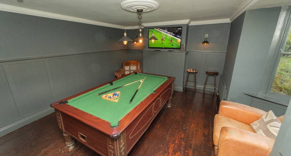 Classic pool table in pub room