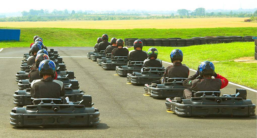 Stag do under starters orders ready to race Go Karts
