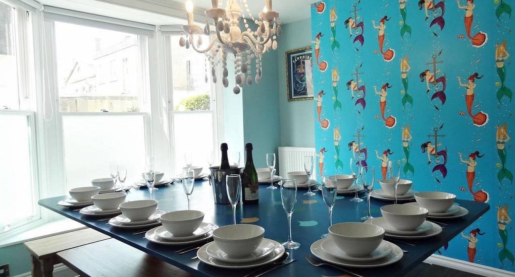 Dining room table and chairs in hen house