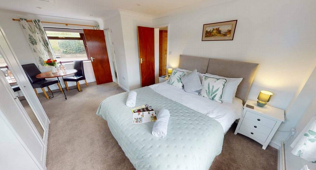 A bedroom in the Star Gazer hen party house