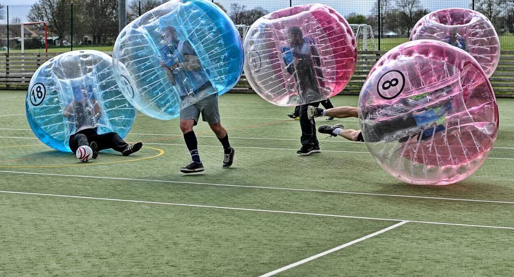 Bubble Football players going for it