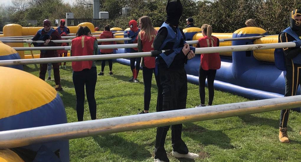 Teams getting ready for Human Table Football