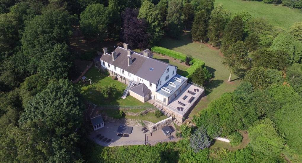 Aerial photograph of the Silver Screen themed hen party house