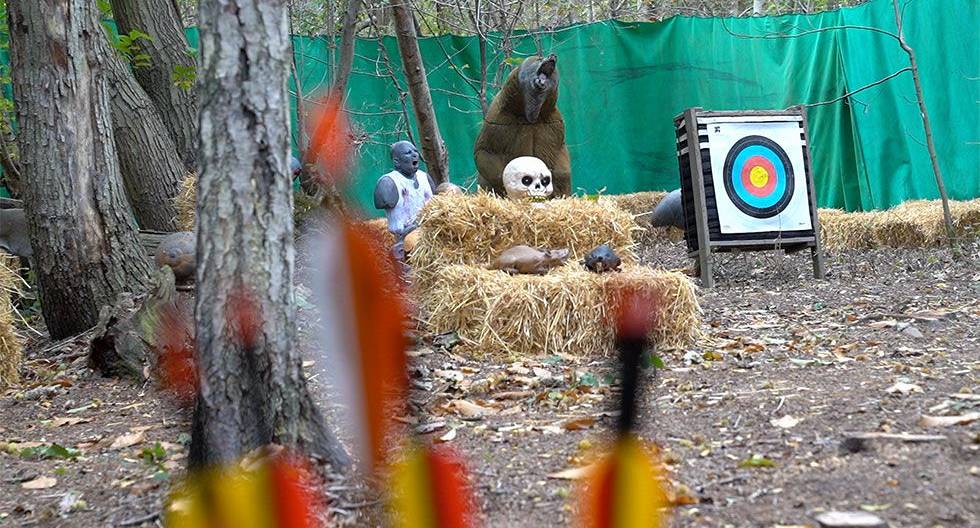 Archery range with some interesting targets in the background