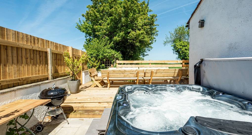 View of the gardens and the hot tub