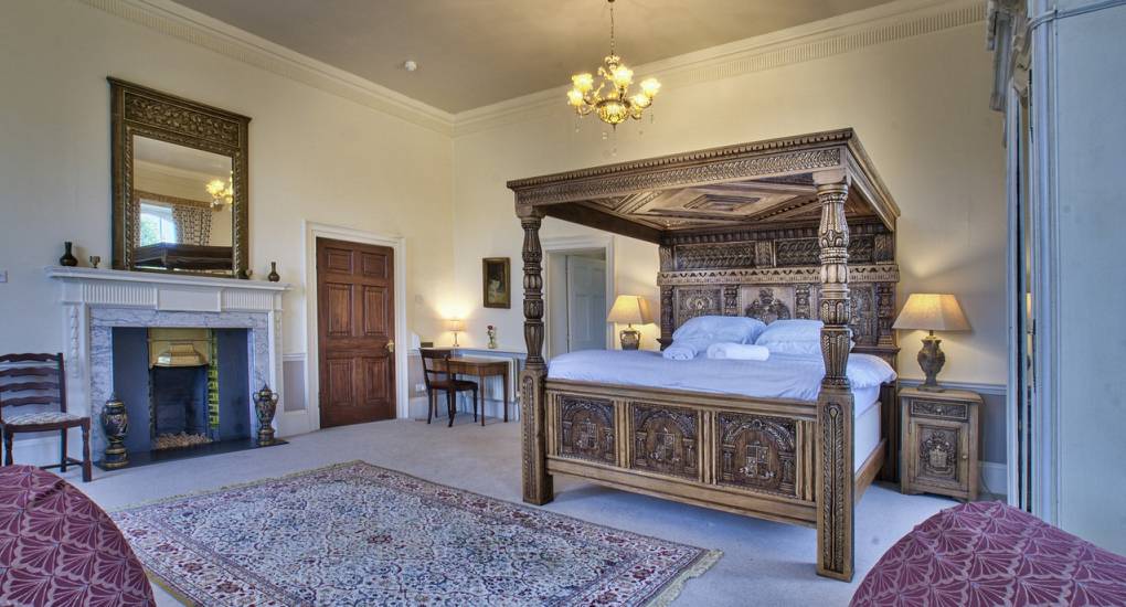 One of 11 bedrooms at the Country Fortress Party House