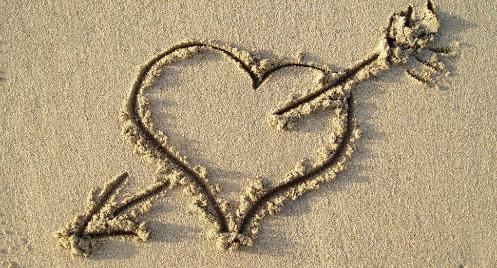 Hen weekend Bournemouth love heart in sand