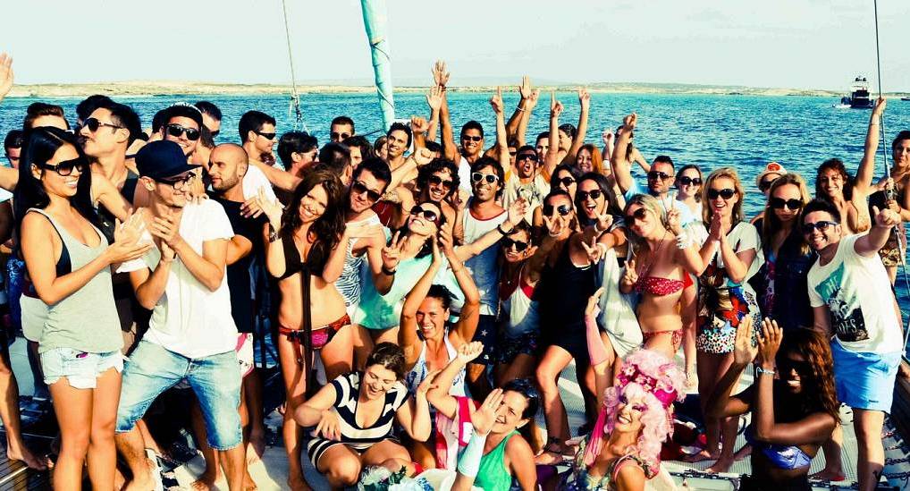 Party goers on a party boat