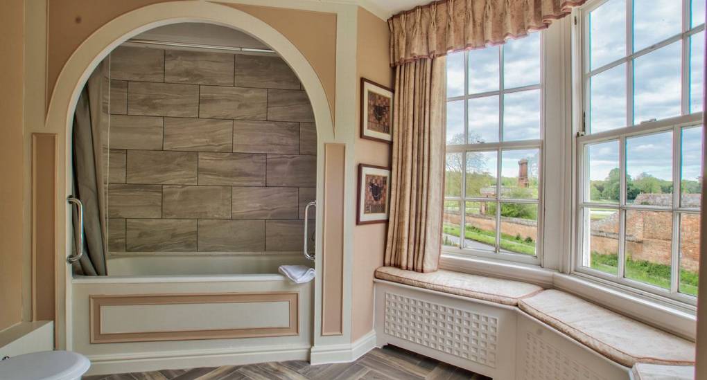 Bathroom with large bay window 