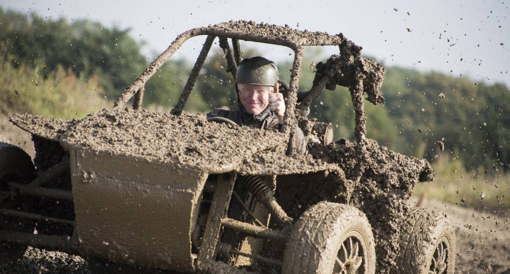 Stag driving Rage Buggy in the mud and loving it
