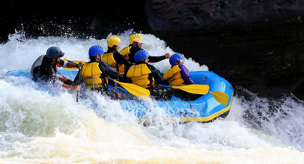 Group enjoying the White Water Rafting Glasgow stag activity