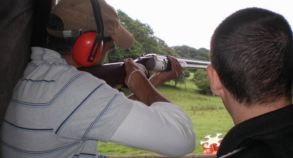 Stag learning how to shoot clays