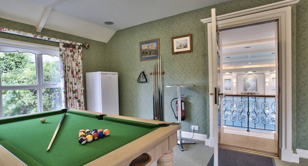 Close up of pool table in the games room