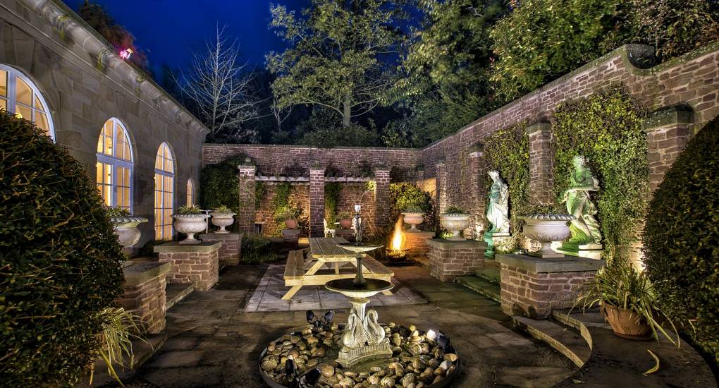 Mistic courtyard at night