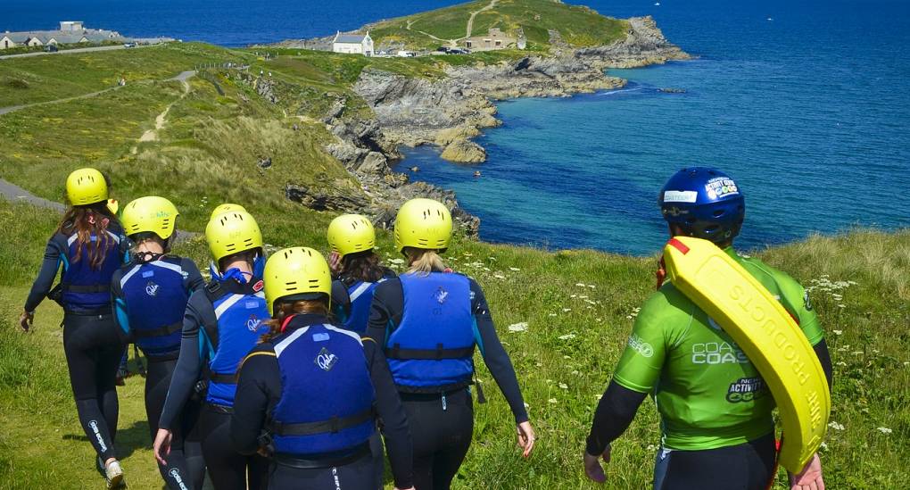 Group of hens head off to the Coasteering site
