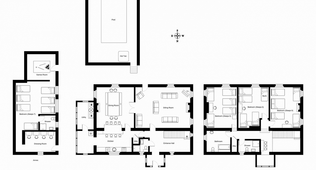 Floor plan showing swimming pool