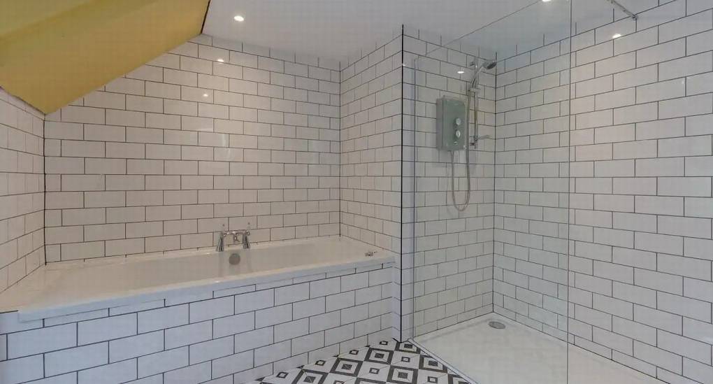 Large family bathroom with bath and walk in shower