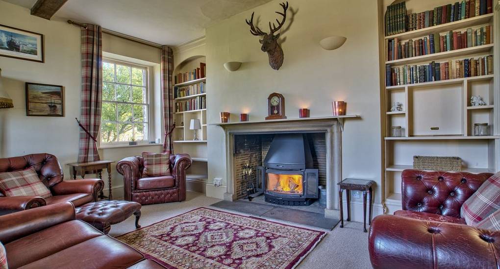 fire place roaring in lounge
