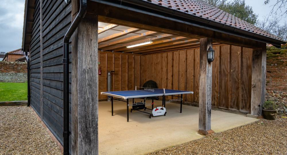 Outside games room with table tennis