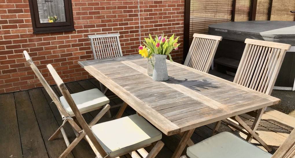 Garden table with flowers