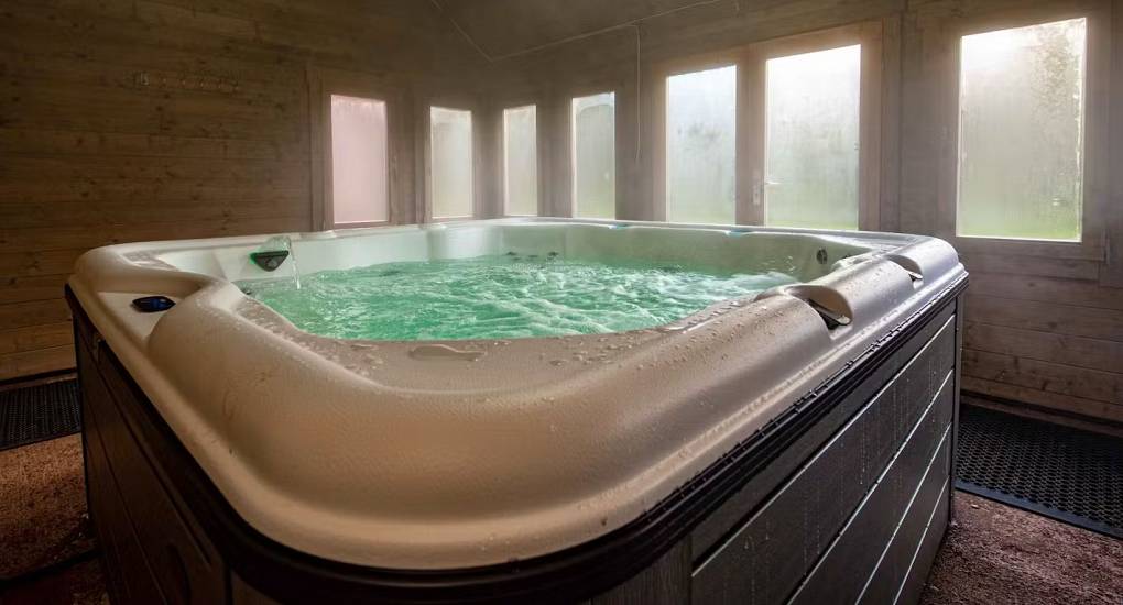 Hot tub area at the Monmouth Manor hen party accommodation