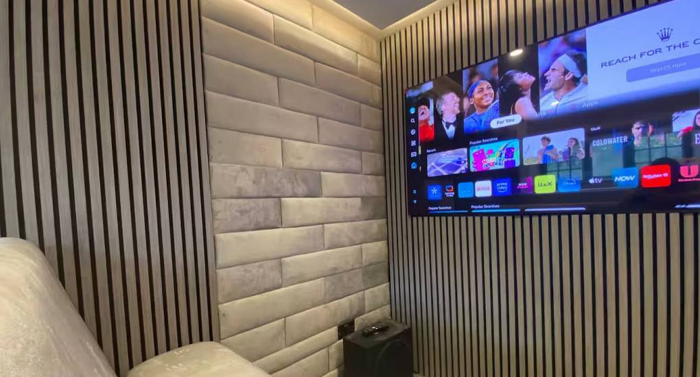 House of Dreams nr Chester dedicated cinema room with luxury seating for an exclusive hen party experience.