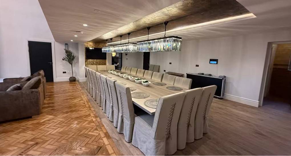 House of Dreams Chester large dining table for group meals at this luxury hen party house.