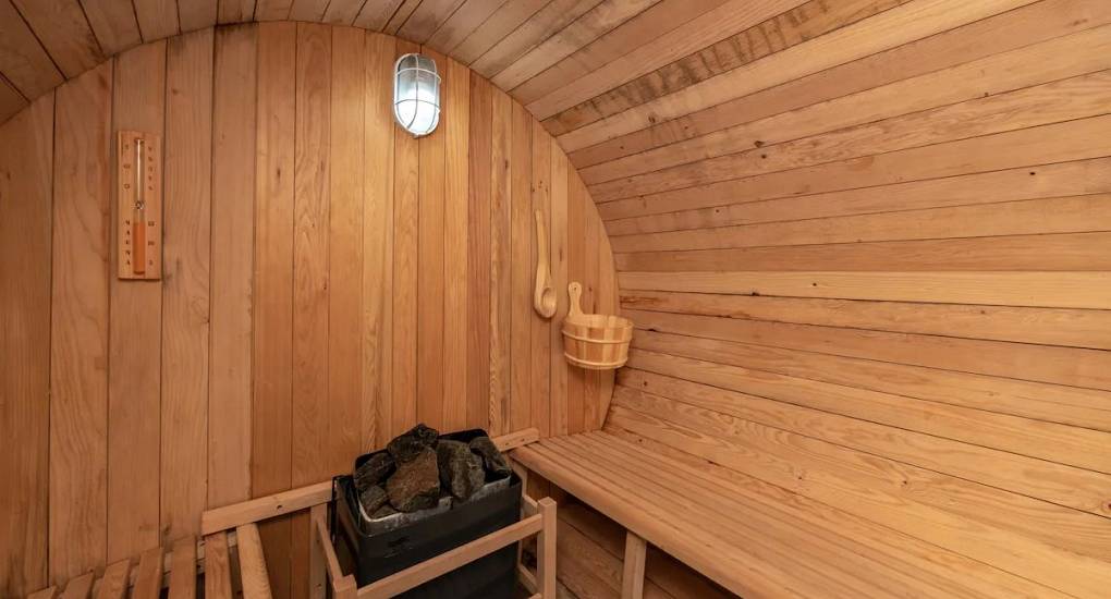 View of the inside of the sauna