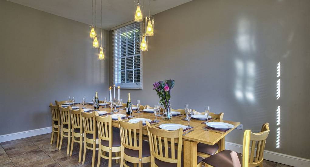 Wooden chairs in dining room