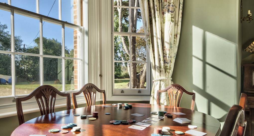 Coffee table in the bay window