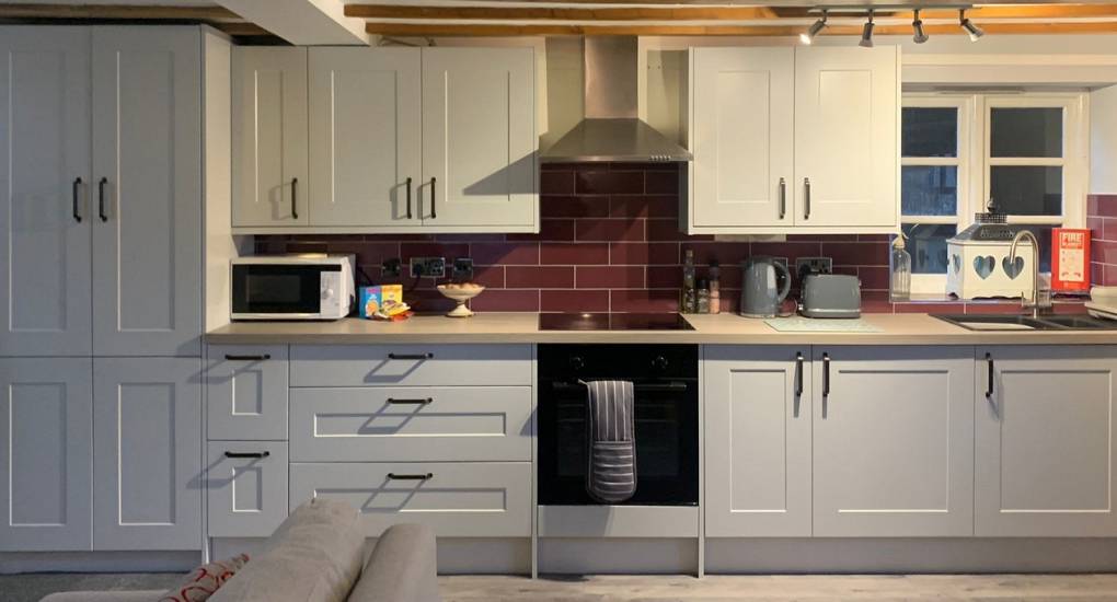 Alternative view of the kitchen area at the Stables York Party House