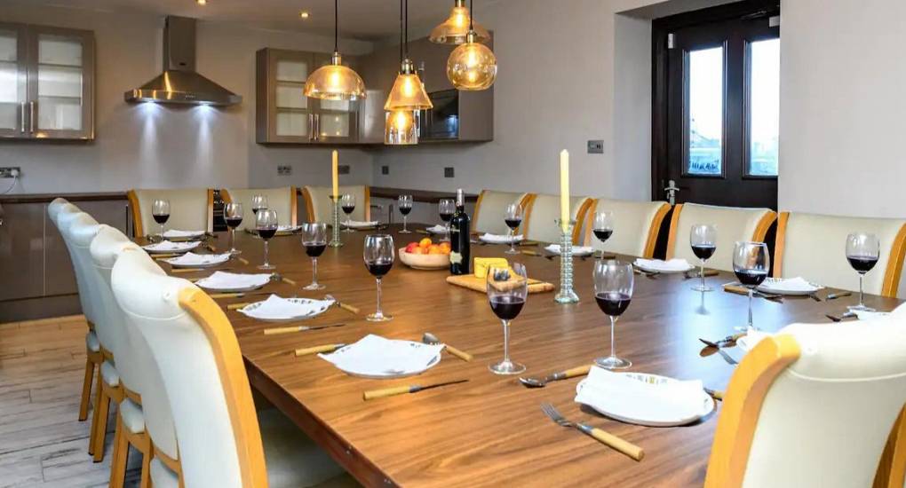 Large kitchen area set up ready for guests to use