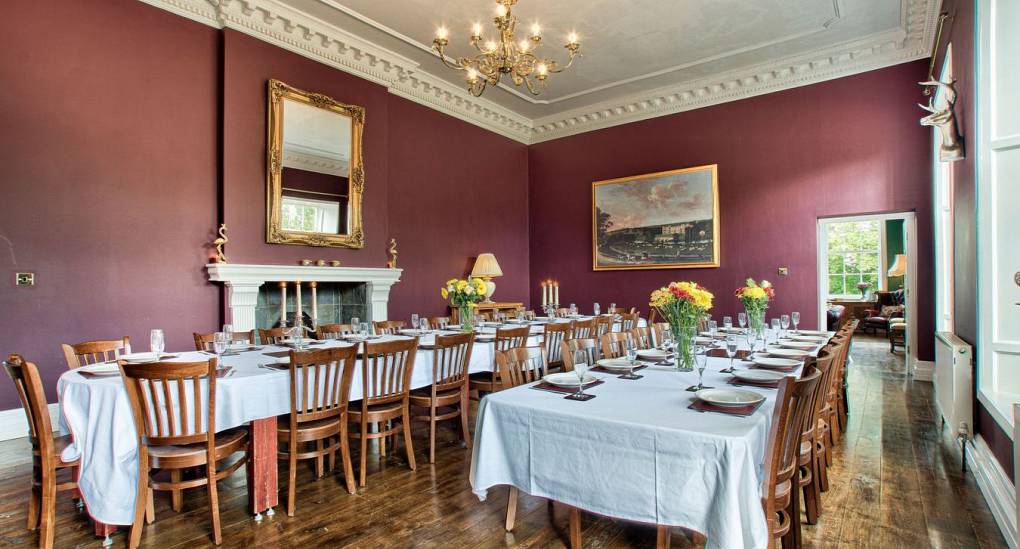 Two dining room tables for 33 people