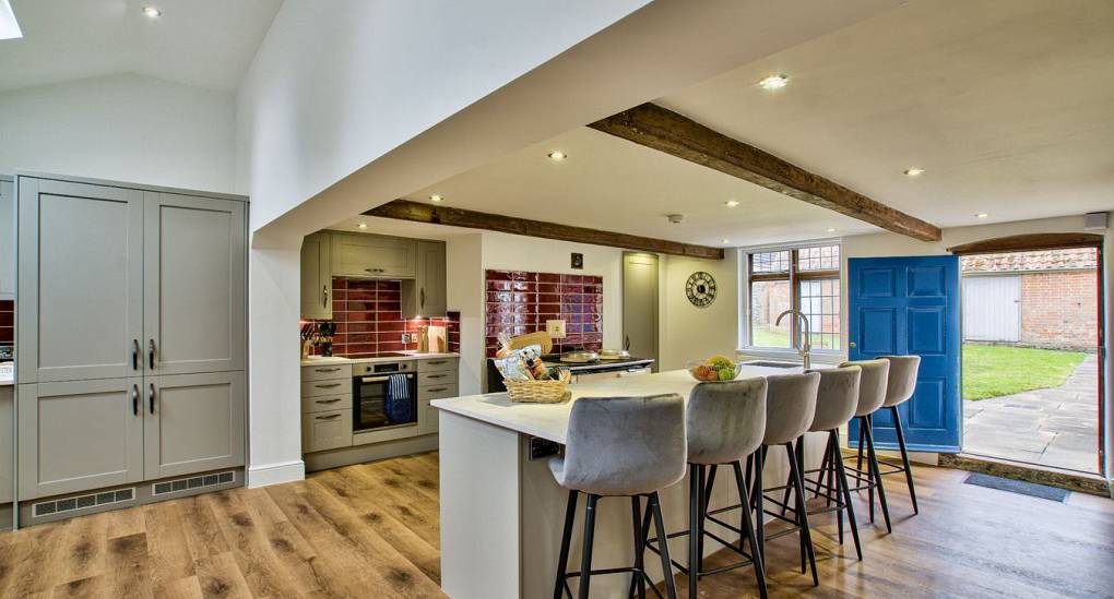 Kitchen breakfast bar at Meadowbrook Farm Hen House