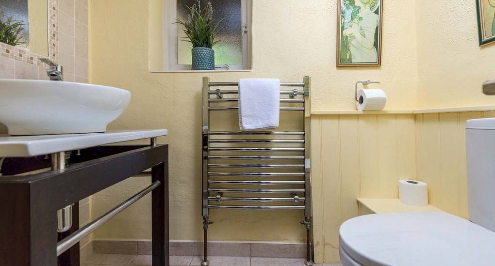 New forest hen do bathroom sink towel rail and toilet