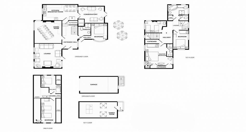 The floor plan of the Secret Garden New Forest stag and hen do accommodation