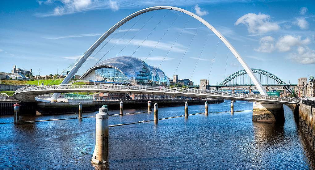 Iconic view of the Newcastle Quayside and Millennium Bridge for a luxury Newcastle hen weekend.