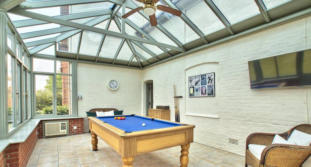 Pool table in the conservatory 