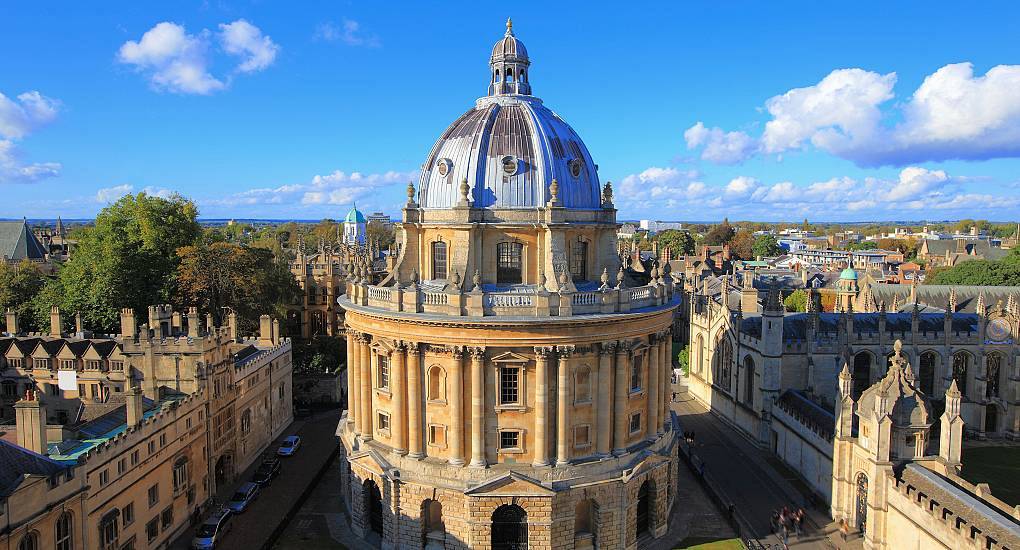 The Radcliffe Camera dome and historic university architecture, iconic city backdrop for an Oxford stag do.