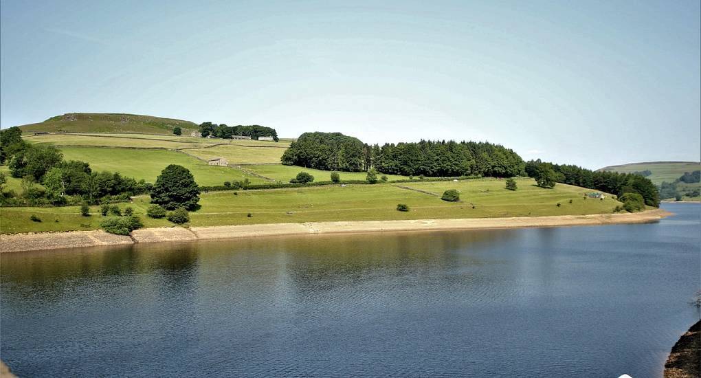 Ladybower Reservoir water and rolling countryside hills, scenic outdoor backdrop for a Peak District stag do.