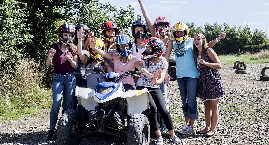 Hen party pose with quad blike