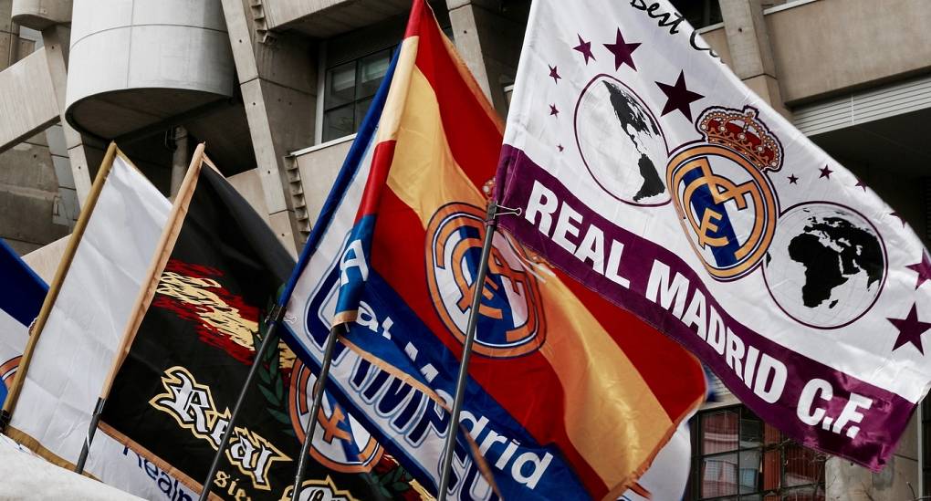 Real Madrid flags outside the stadium