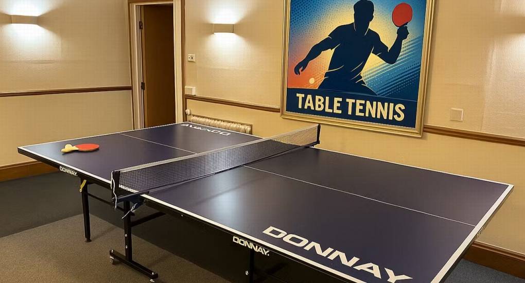 A fun table tennis table inside the River View Lodge games room, perfect for hen weekend entertainment.