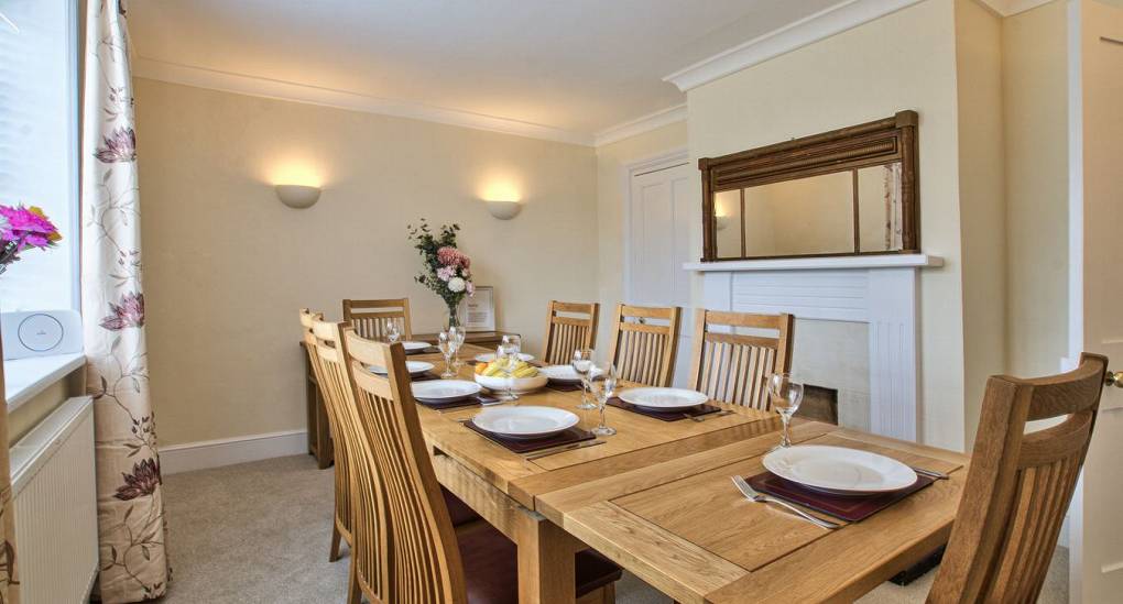 Wooden table and chairs in dining room