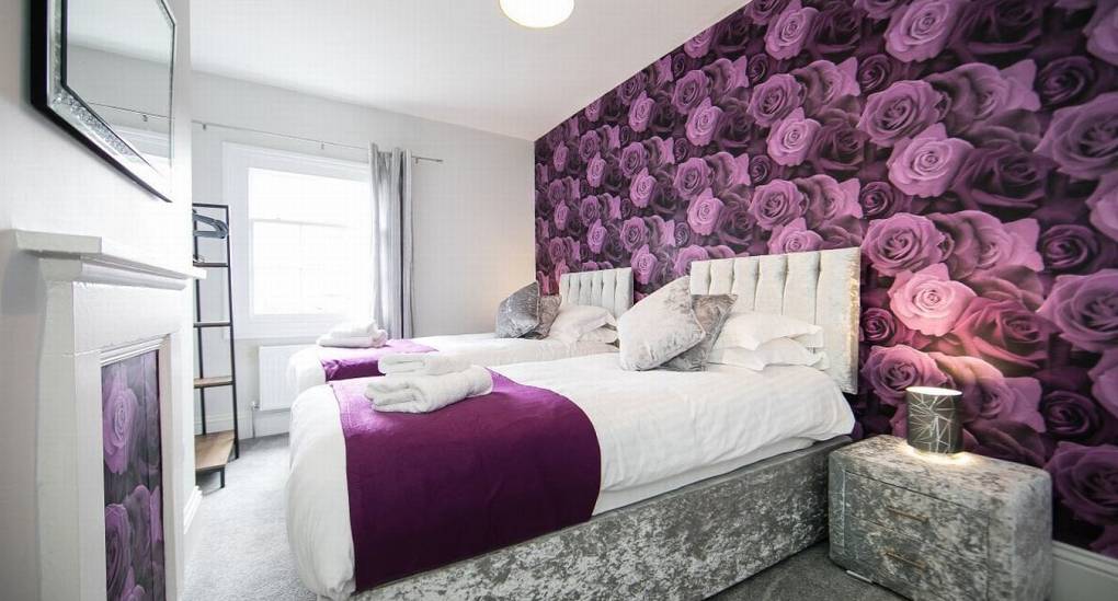 Stag and Hen Party accommodation purple twin room