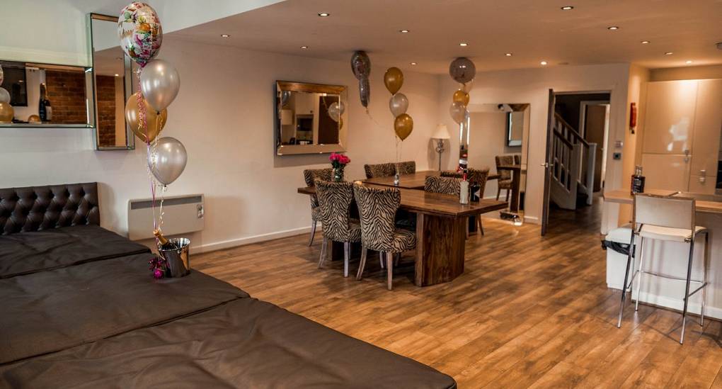 Stag and Hen party home dining room vie from lounge