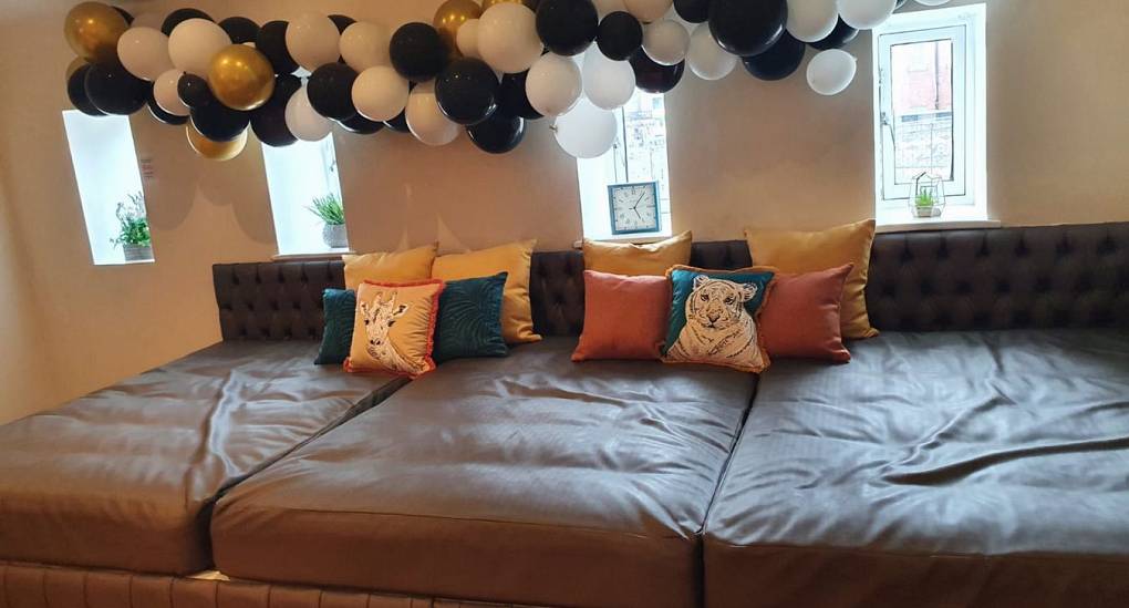 Stag and Hen party home large triple sofa
